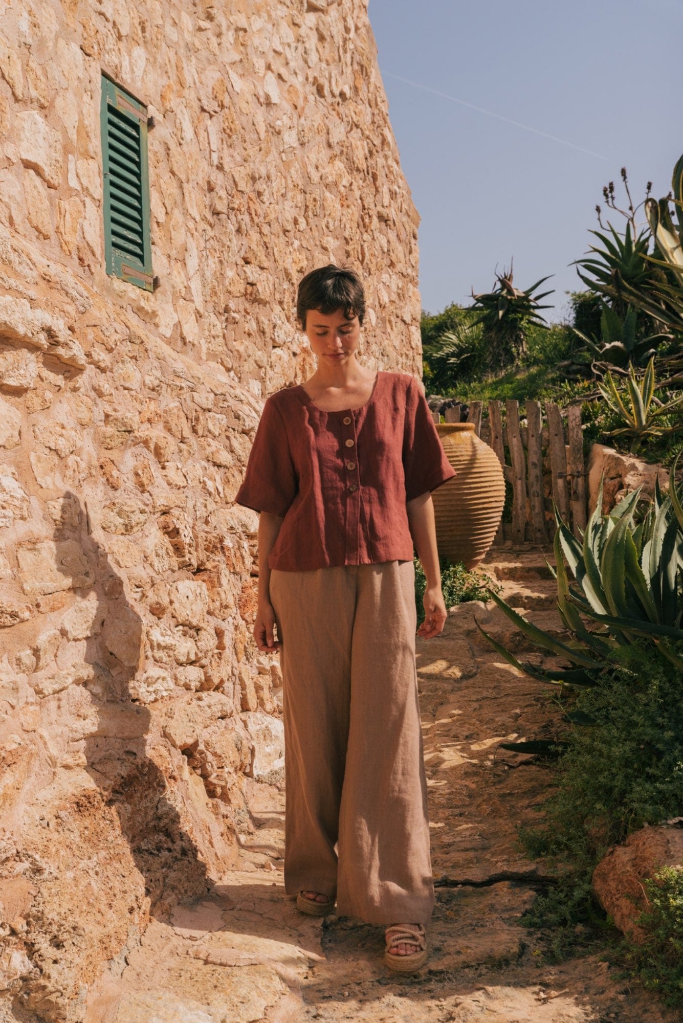Klassische Leinenhose LYDIA - Rosenbraun