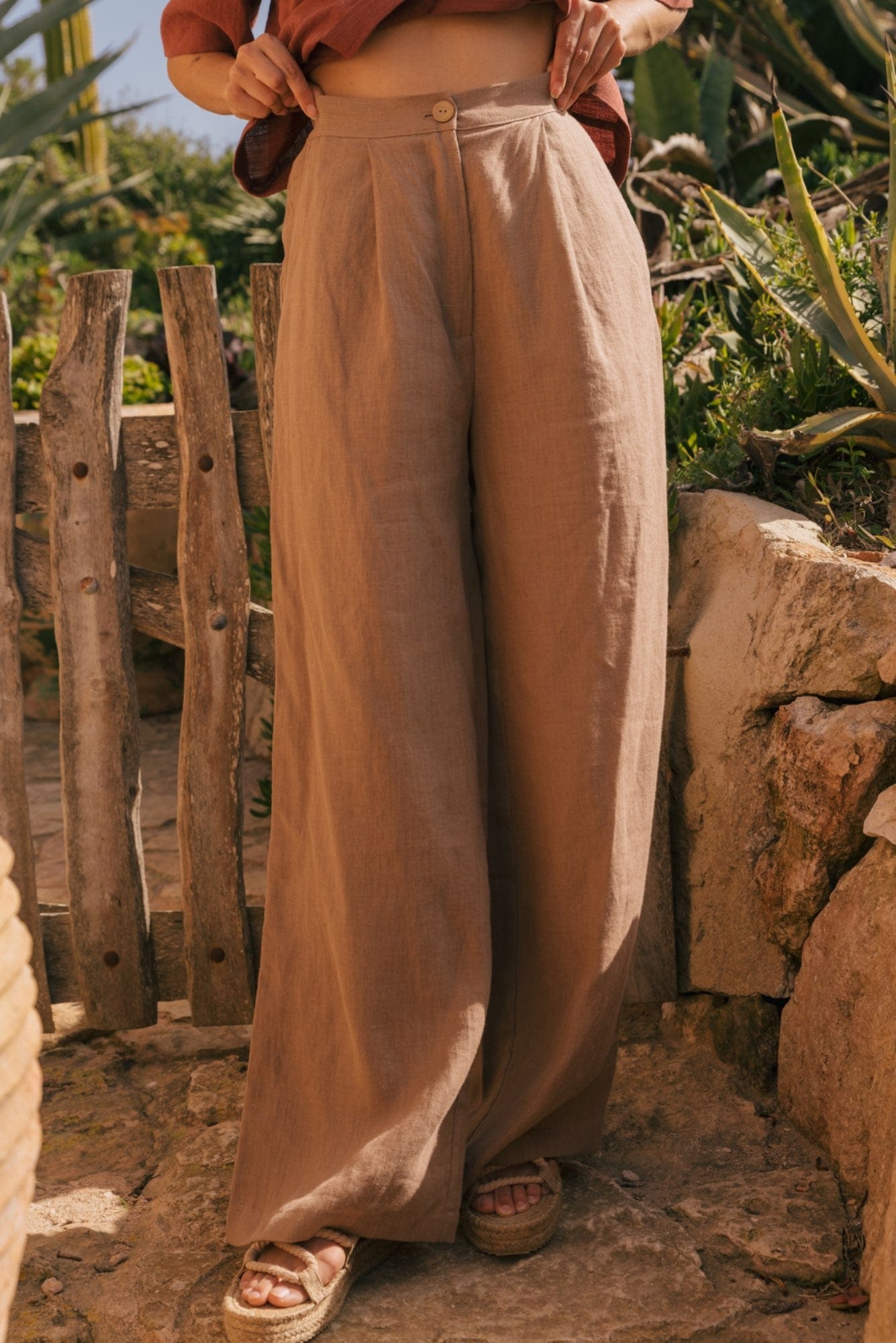 Klassische Leinenhose LYDIA - Rosenbraun