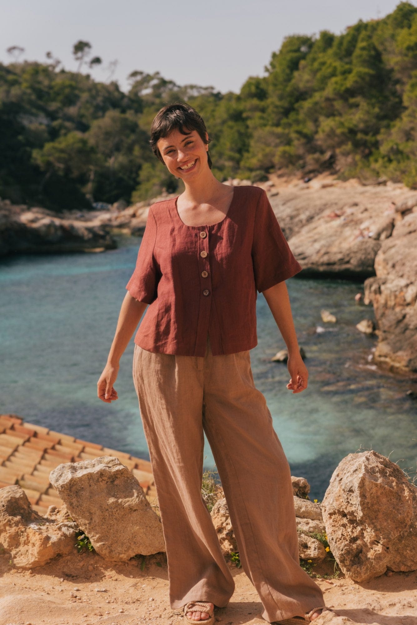 Klassische Leinenhose LYDIA - Rosenbraun