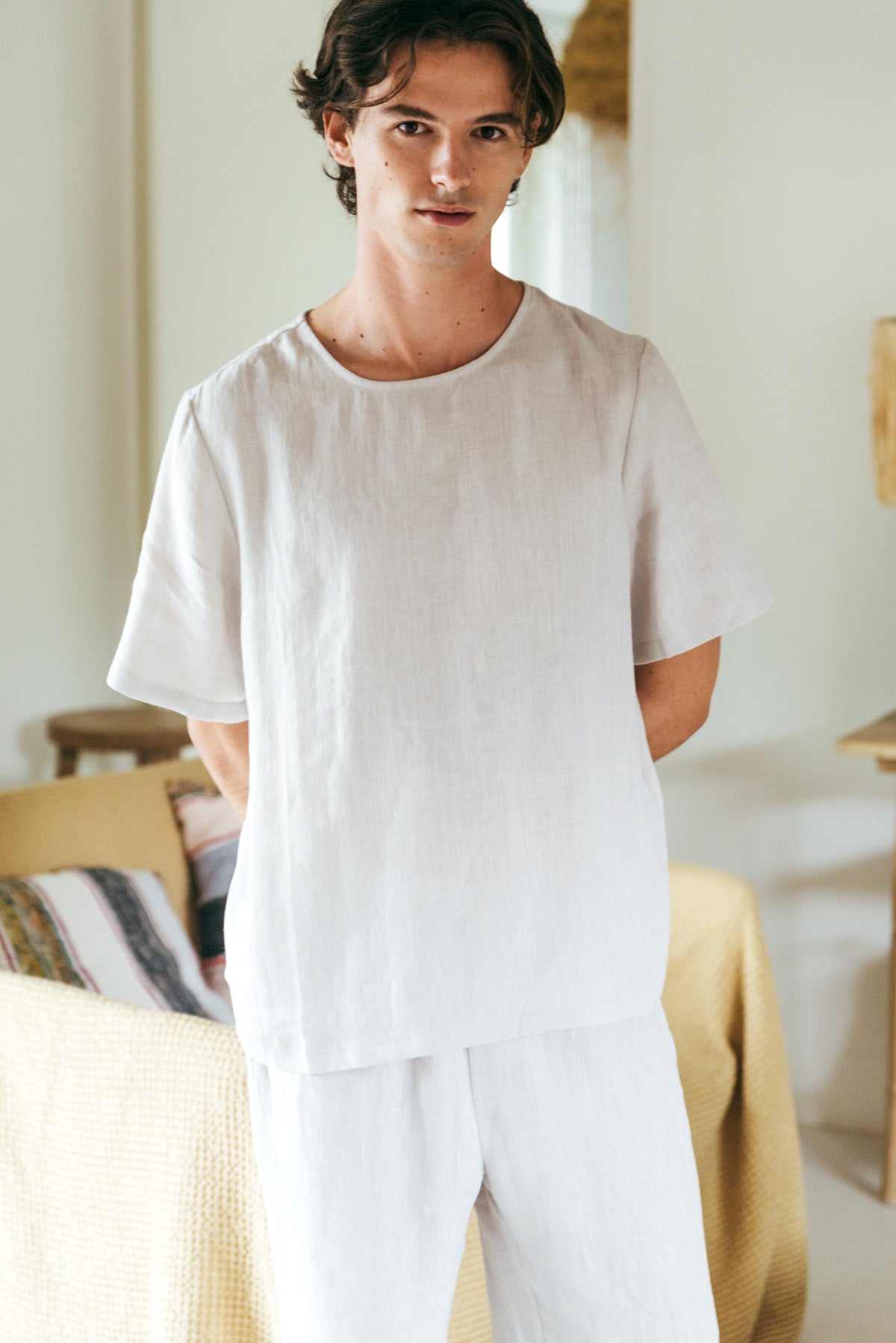 Leinen pyjama set LEO - Creme