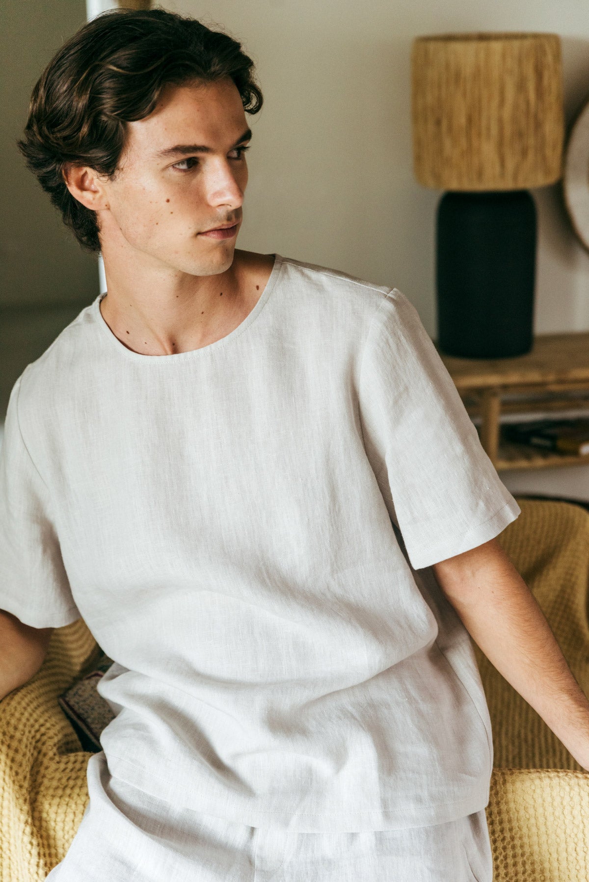 Leinen pyjama set LEO - Creme