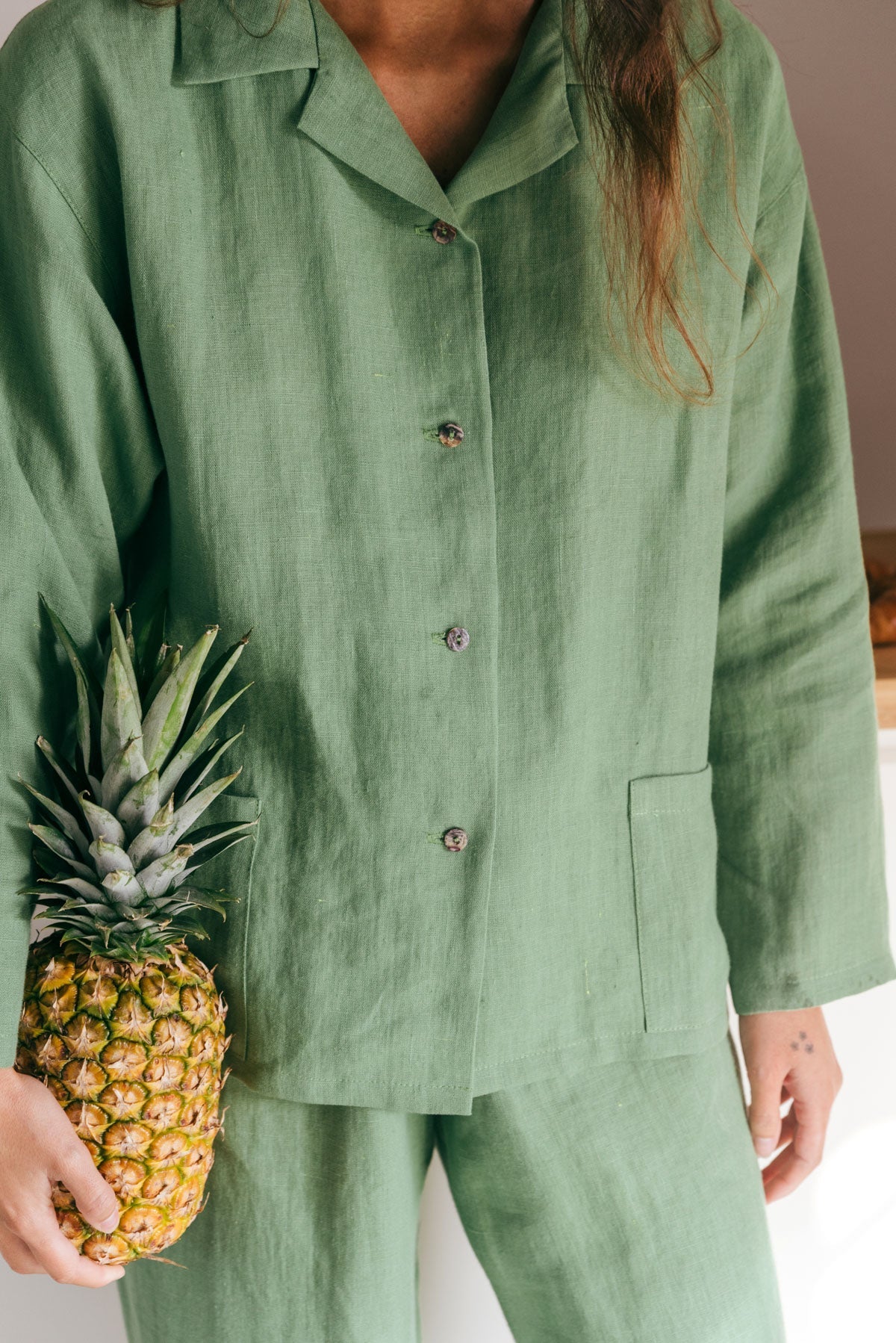 Langärmeliges Pyjama-Set SNOOZE - Matcha Grün