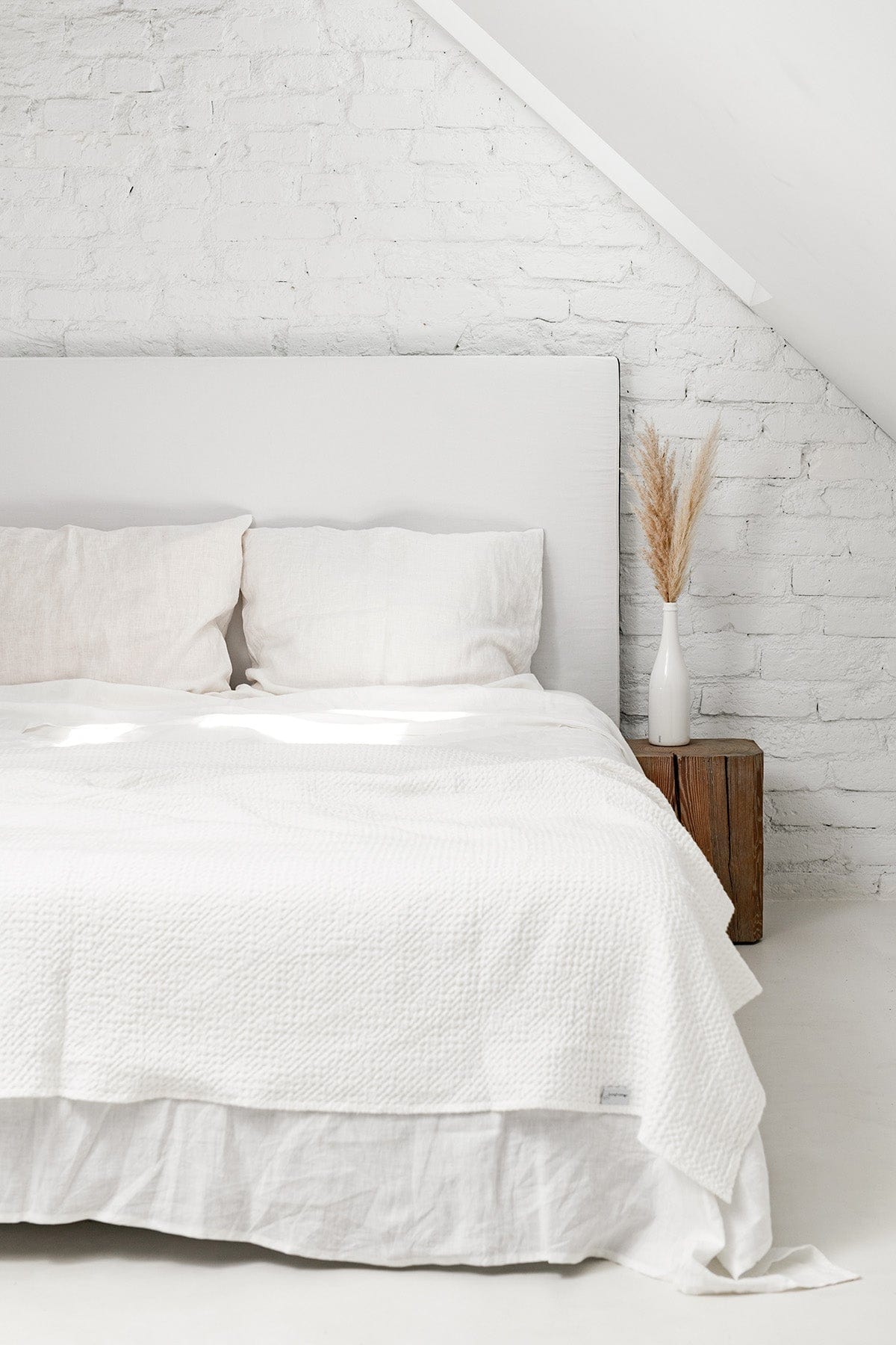 AmourLinen Leinen-Waffeldecke 135 x 205 cm / Weiße Leinen-Waffelbettdecke in Weiß Weiße Leinenbettdecke | AmourLinen | Waffeldecke