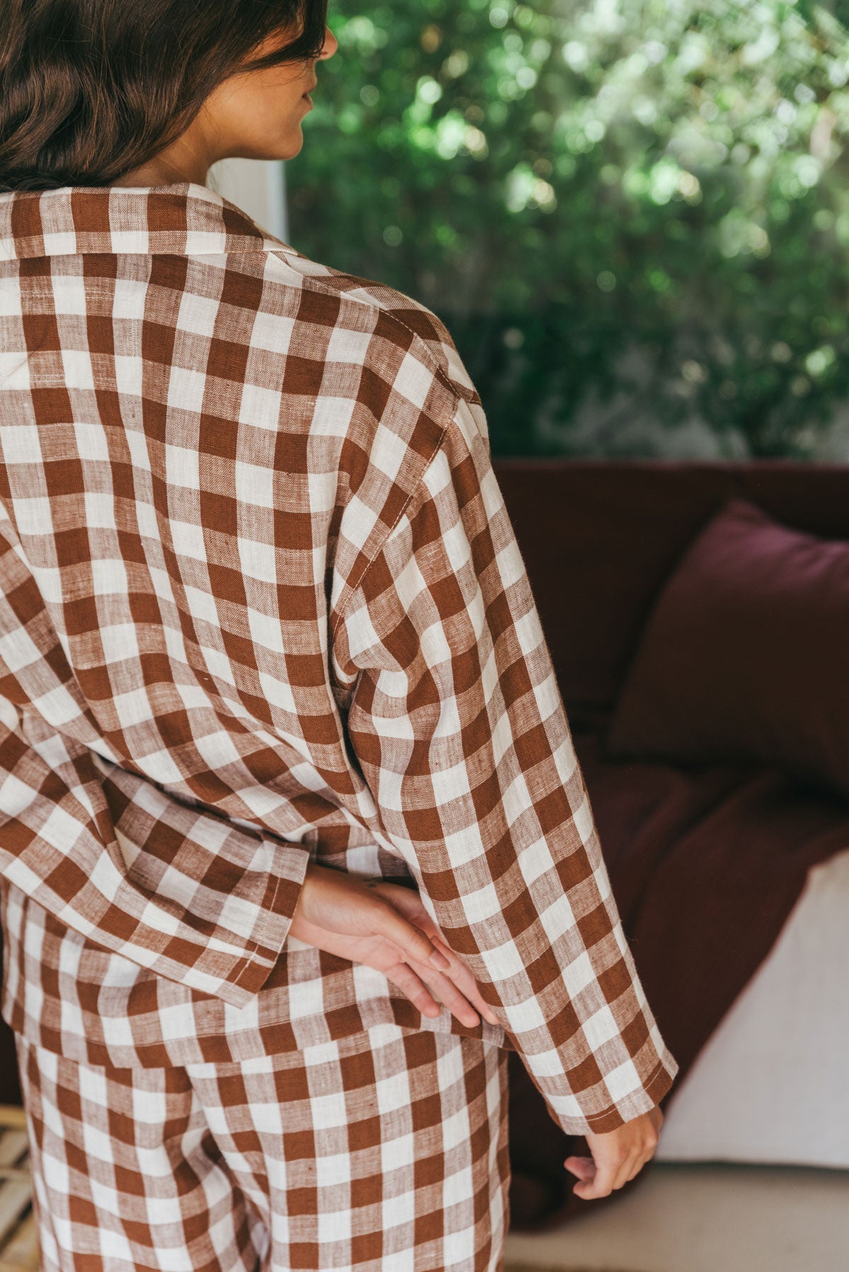 Langärmeliges Pyjama-Set SNOOZE - Mokka Gingham