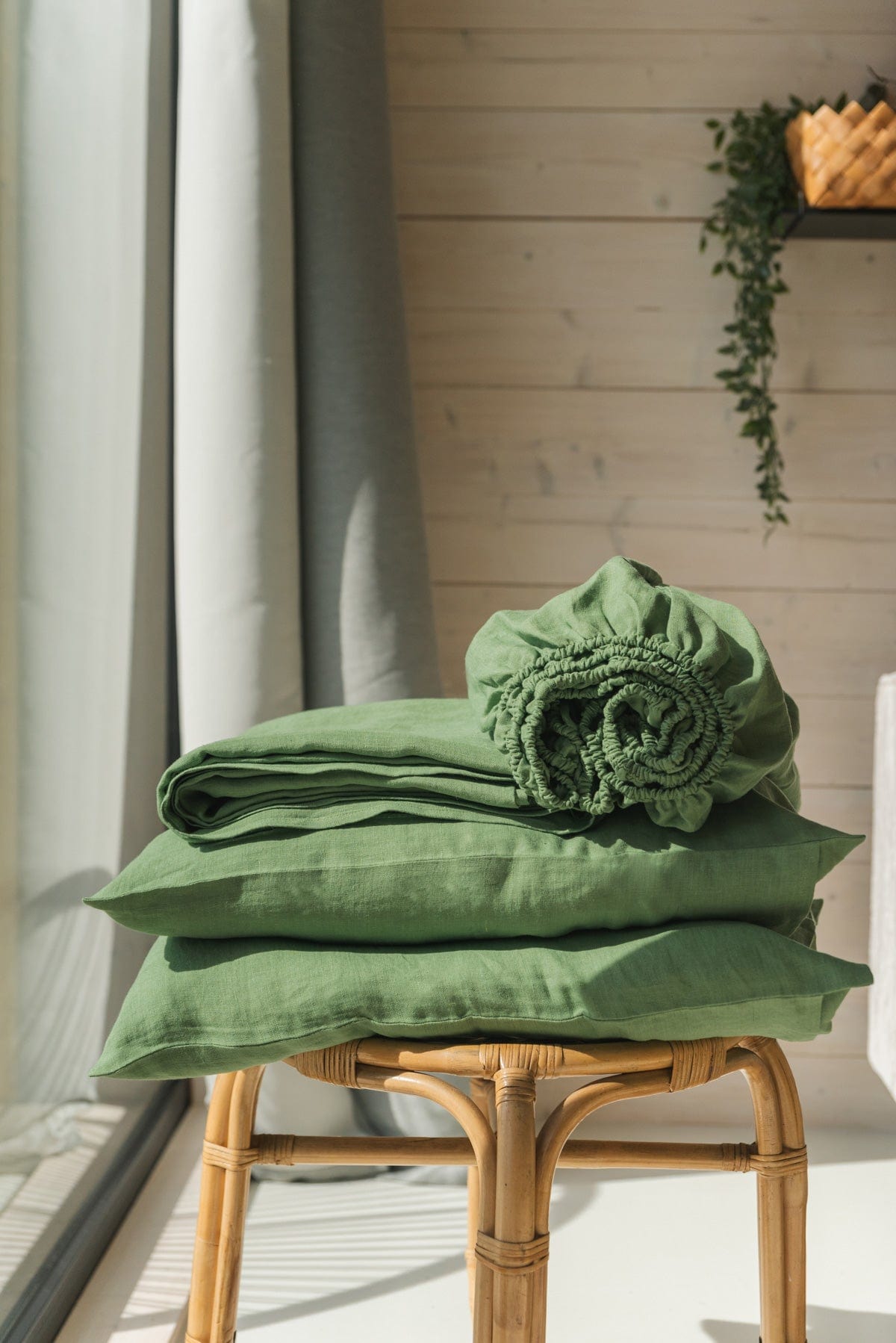 AmourLinen Leinen-Bettwäscheset Leinen-Bettwäscheset in Matcha-Grün Leinen-Bettwäscheset in Matcha-Grün