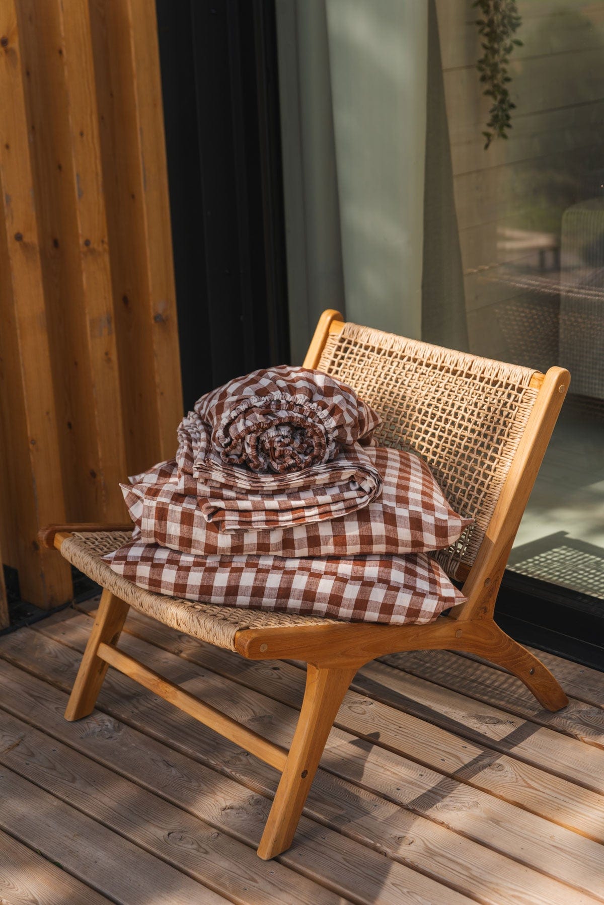 AmourLinen Leinen-Bettwäscheset Leinen-Bettwäscheset in Mokka-Gingham Leinen-Bettwäscheset in Mokka-Gingham