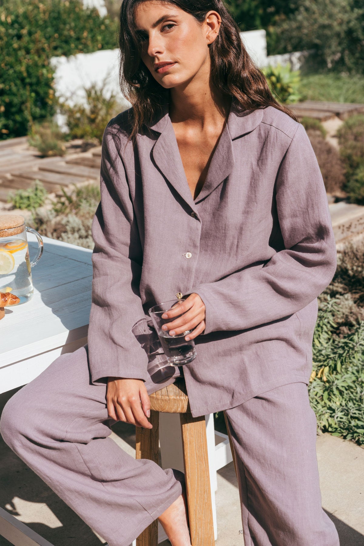 Langärmeliges Pyjama-Set NIGHTLY - Staubiger Lavendel