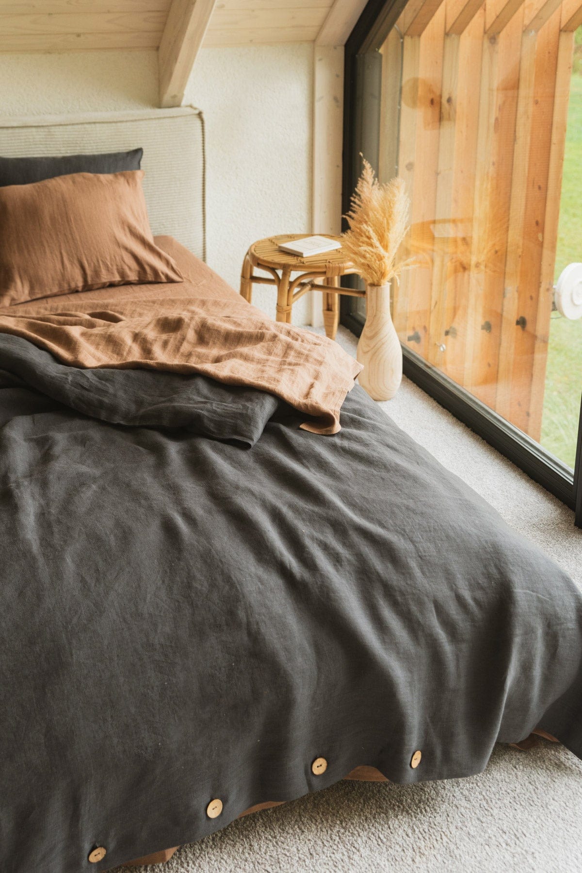 AmourLinen Leinen-Bettlaken, Leinen-Bettlaken in Anthrazit, Leinen-Bettlaken in Anthrazit