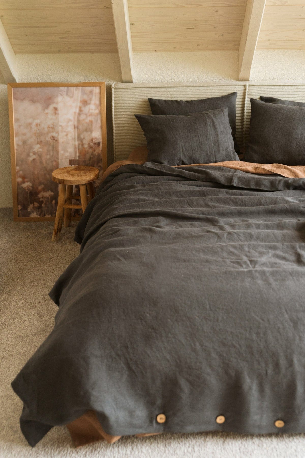 AmourLinen Leinen-Bettwäscheset Leinen-Bettwäscheset in Anthrazit Leinen-Bettwäscheset in Anthrazit