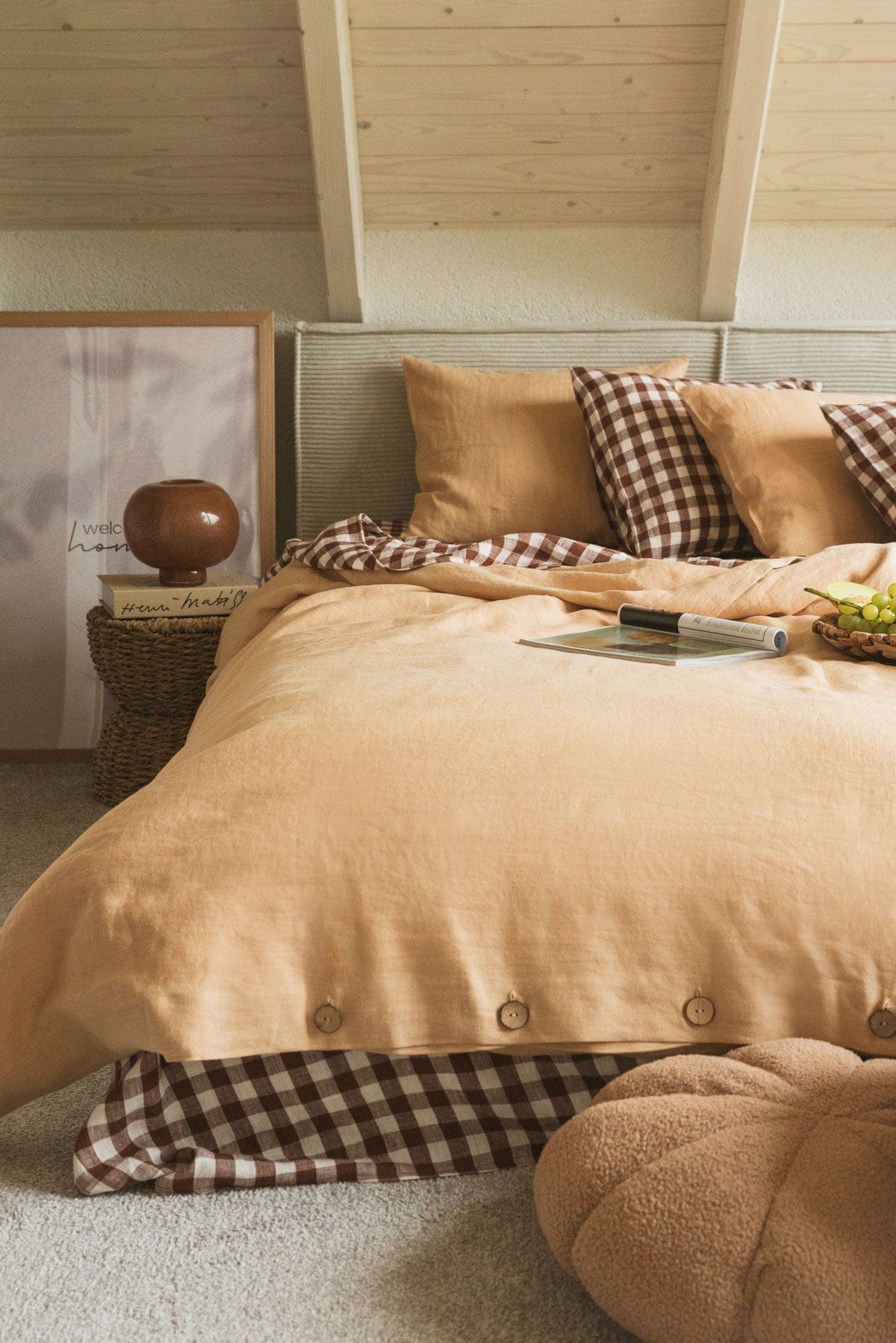 AmourLinen Leinen-Bettbezug Leinen-Bettbezug in Senfgelb Senfgelber Leinen-Bettbezug | AmourLinen