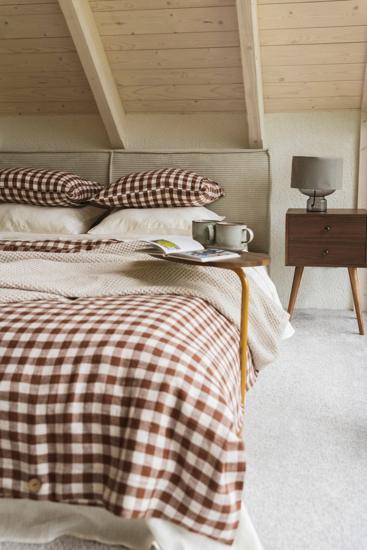 AmourLinen Leinen-Bettbezug Leinen-Bettbezug in Mokka-Gingham Leinen-Bettbezug in Mokka-Gingham | AmourLinen