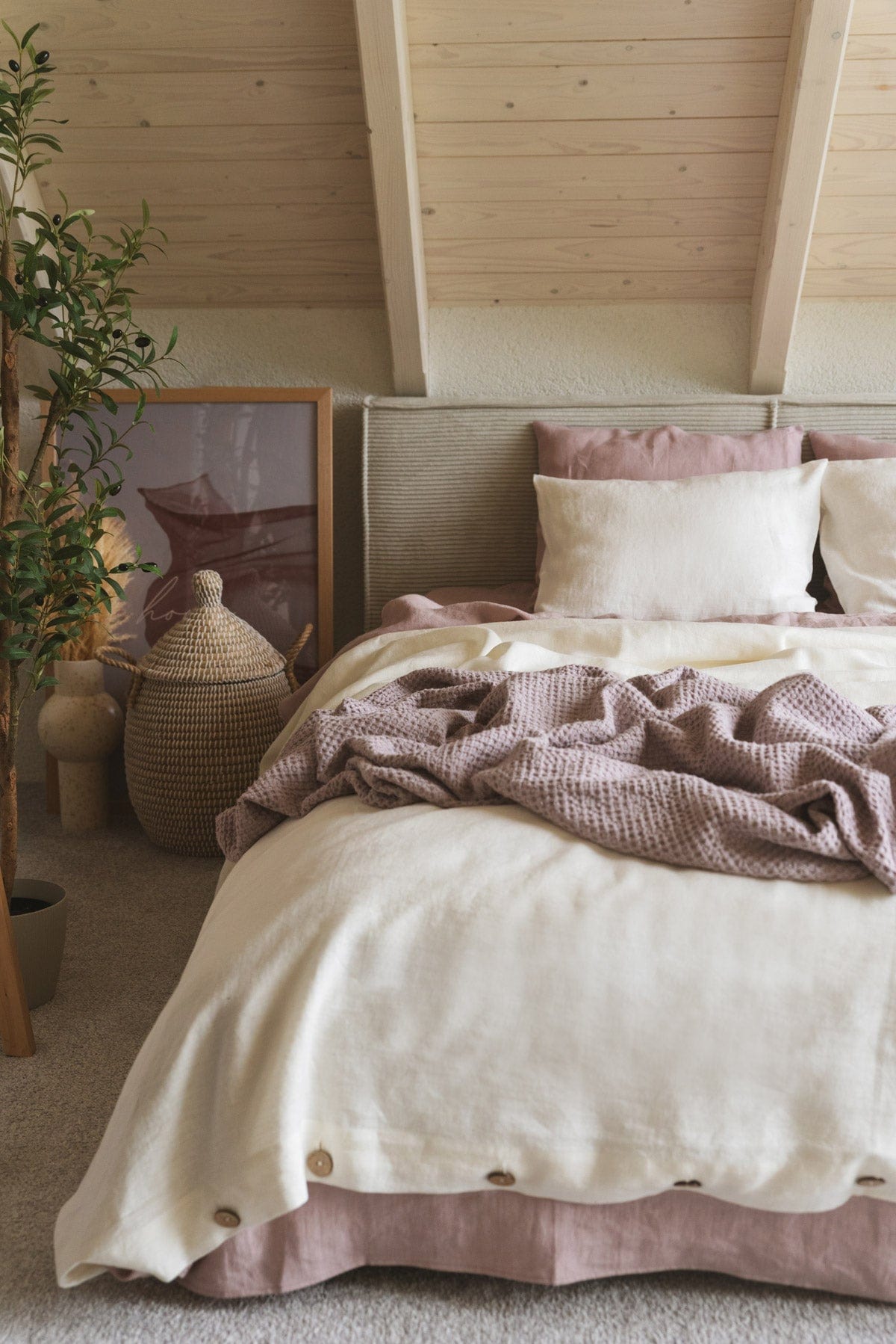 AmourLinen Leinen-Bettwäscheset Leinen-Bettwäscheset in Weiß Leinen-Bettwäscheset in Weiß