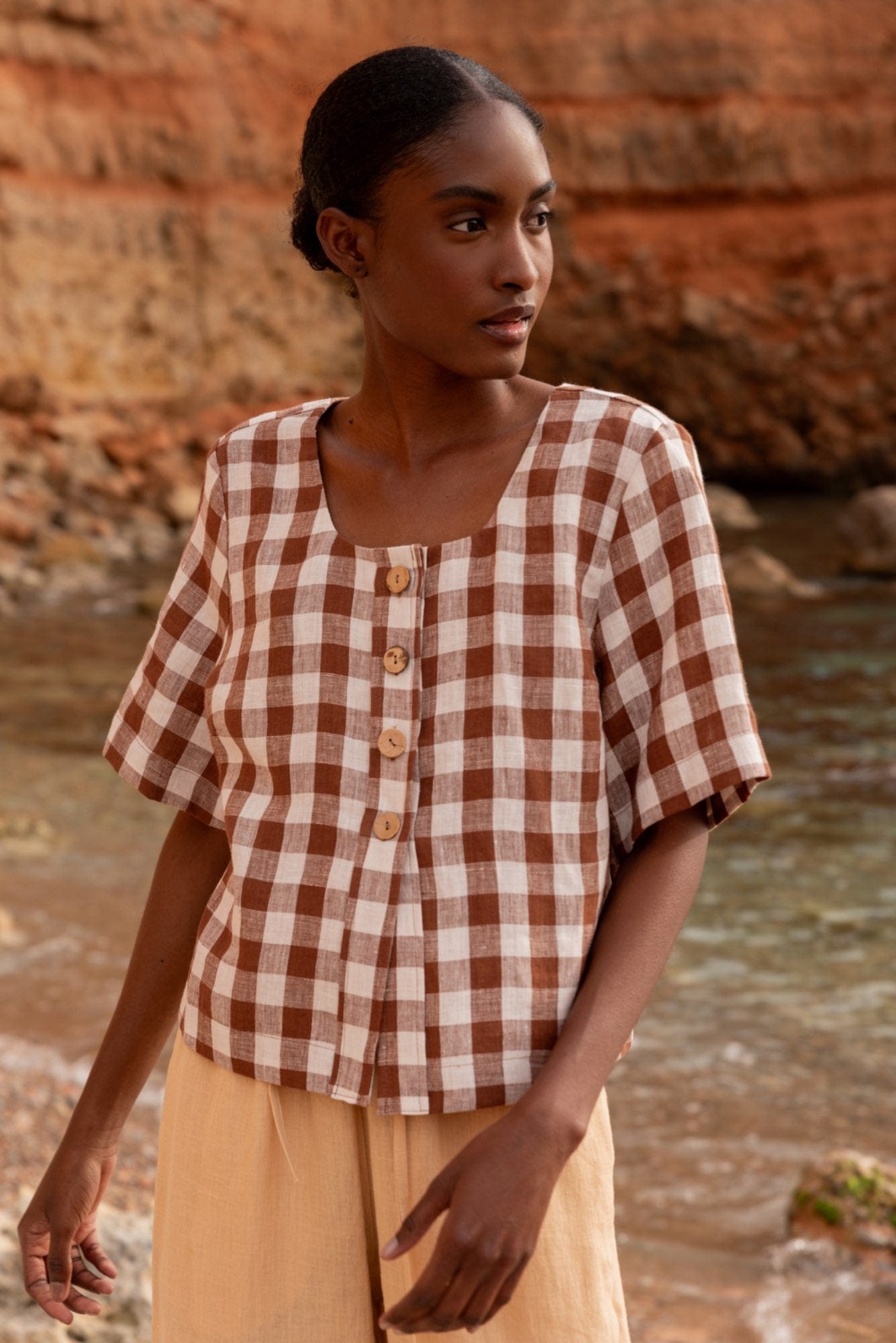 AmourLinen Linen dress Maeve button linen top Maeve button linen top