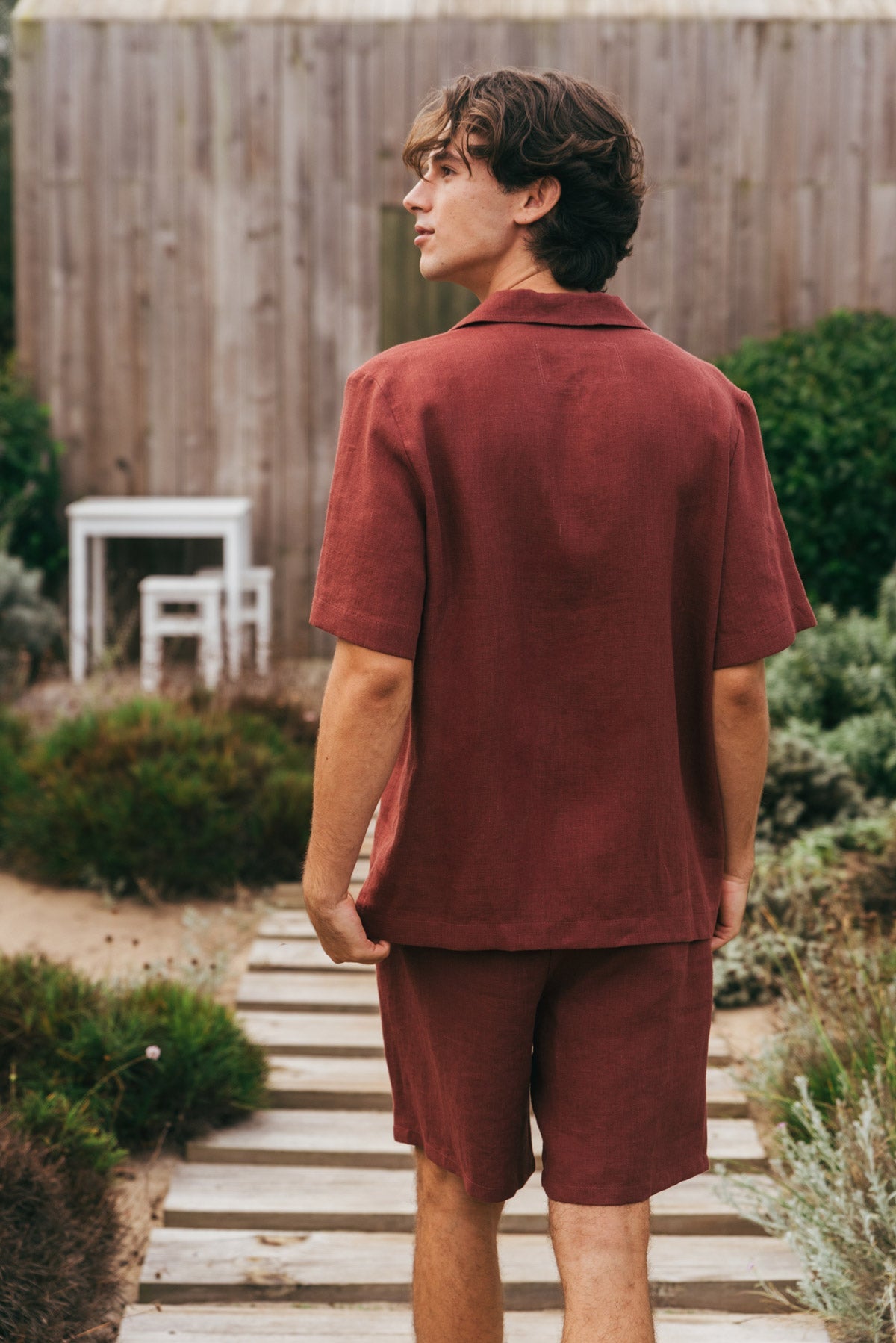 Leinen loungewear shorts set ASPEN - Terrakotta