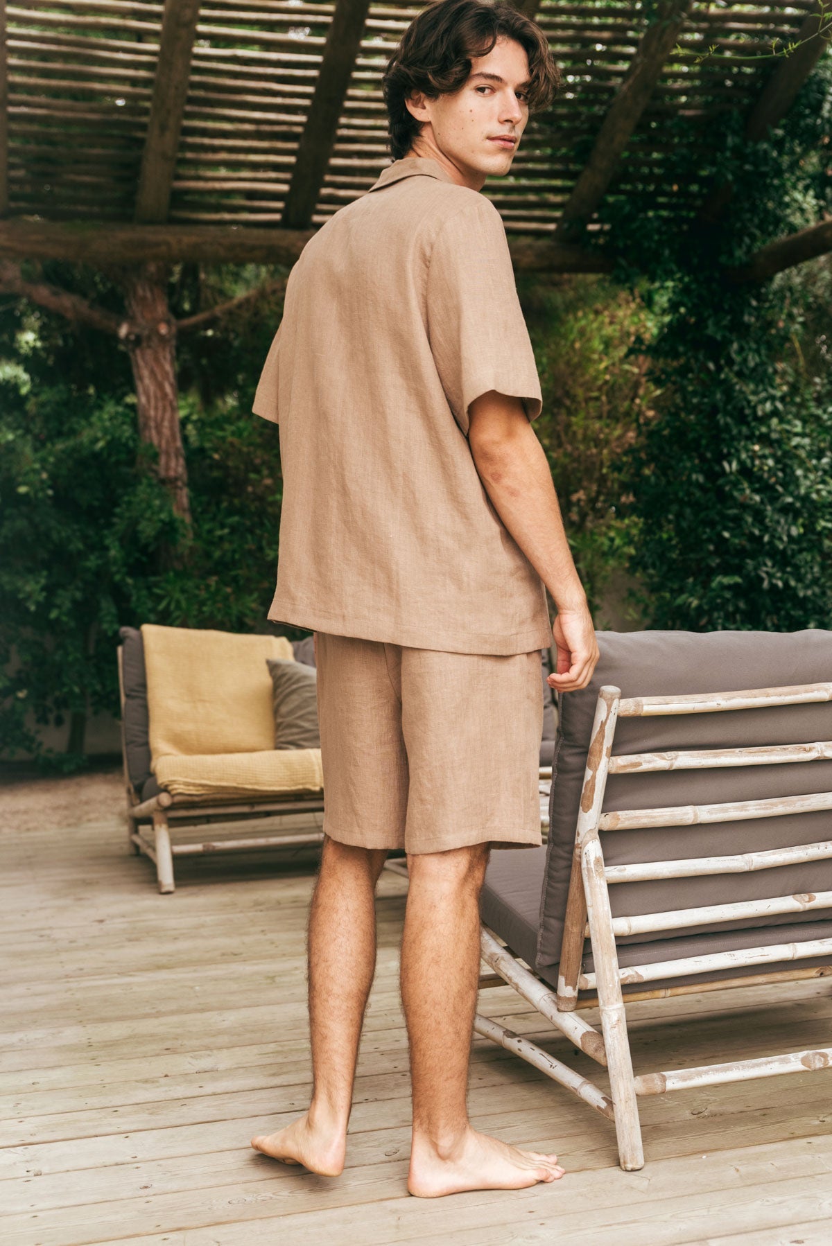 Leinen loungewear shorts set ASPEN - Rosenbraun