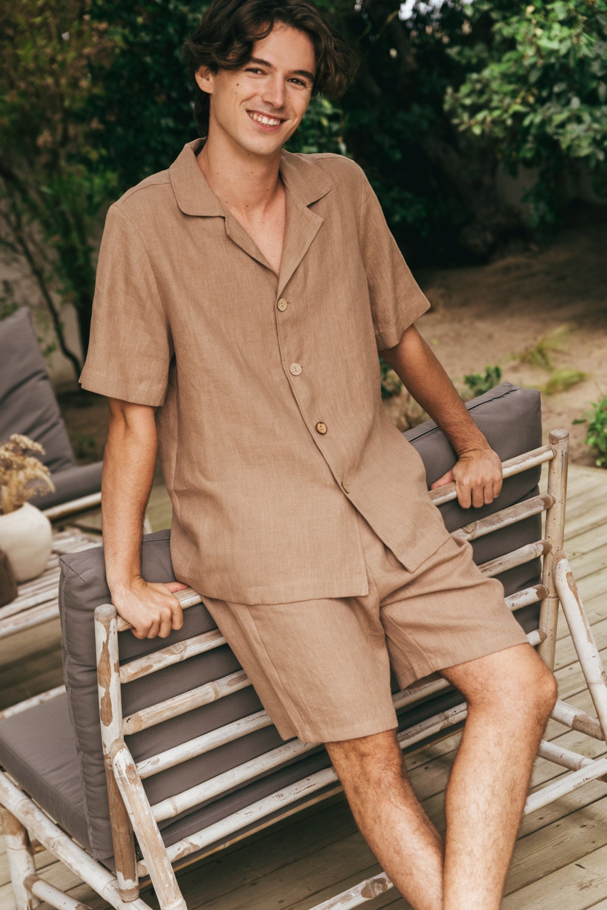 Leinen loungewear shorts set ASPEN - Rosenbraun