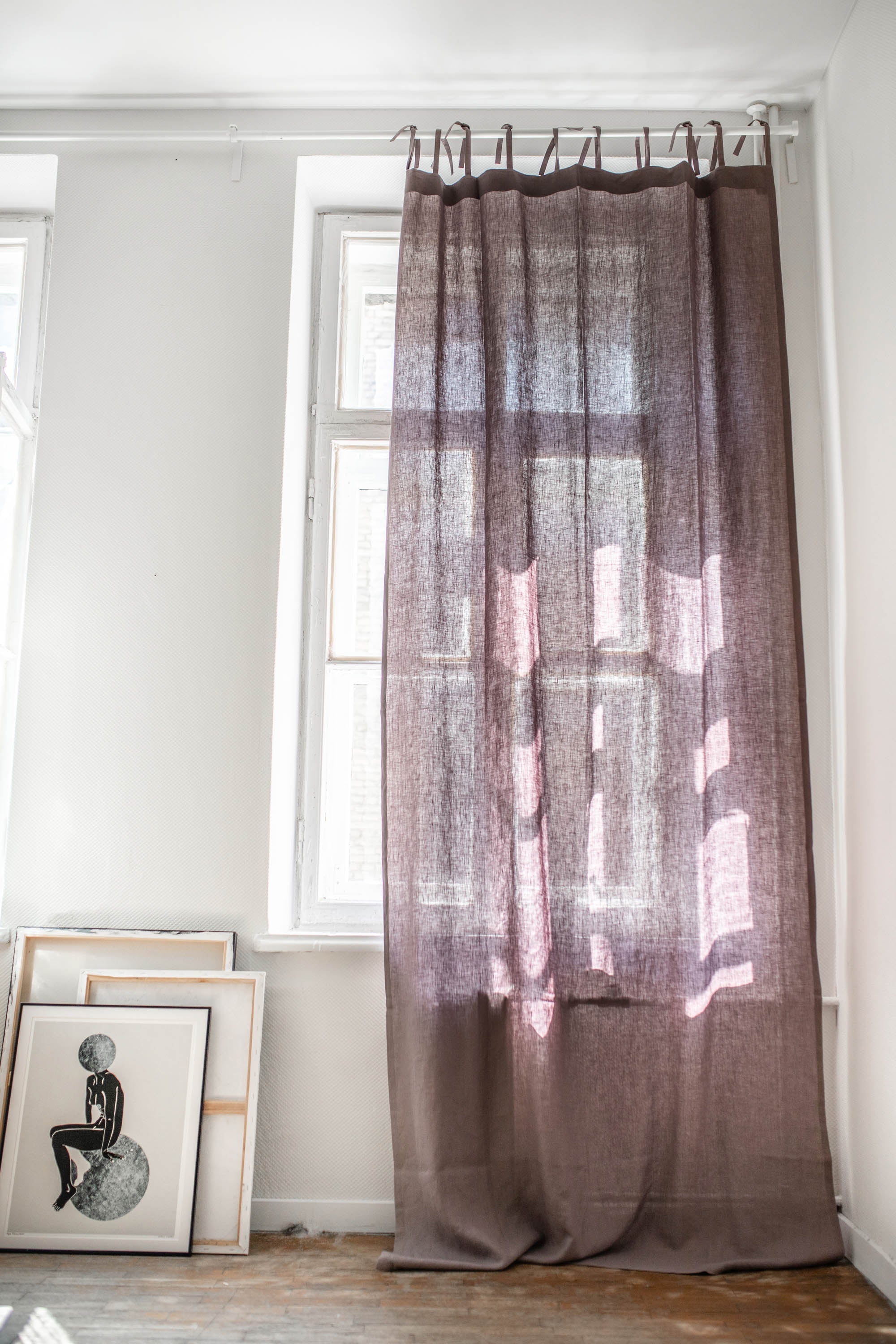 Leinenvorhang mit Bindeband in Dusty Lavender