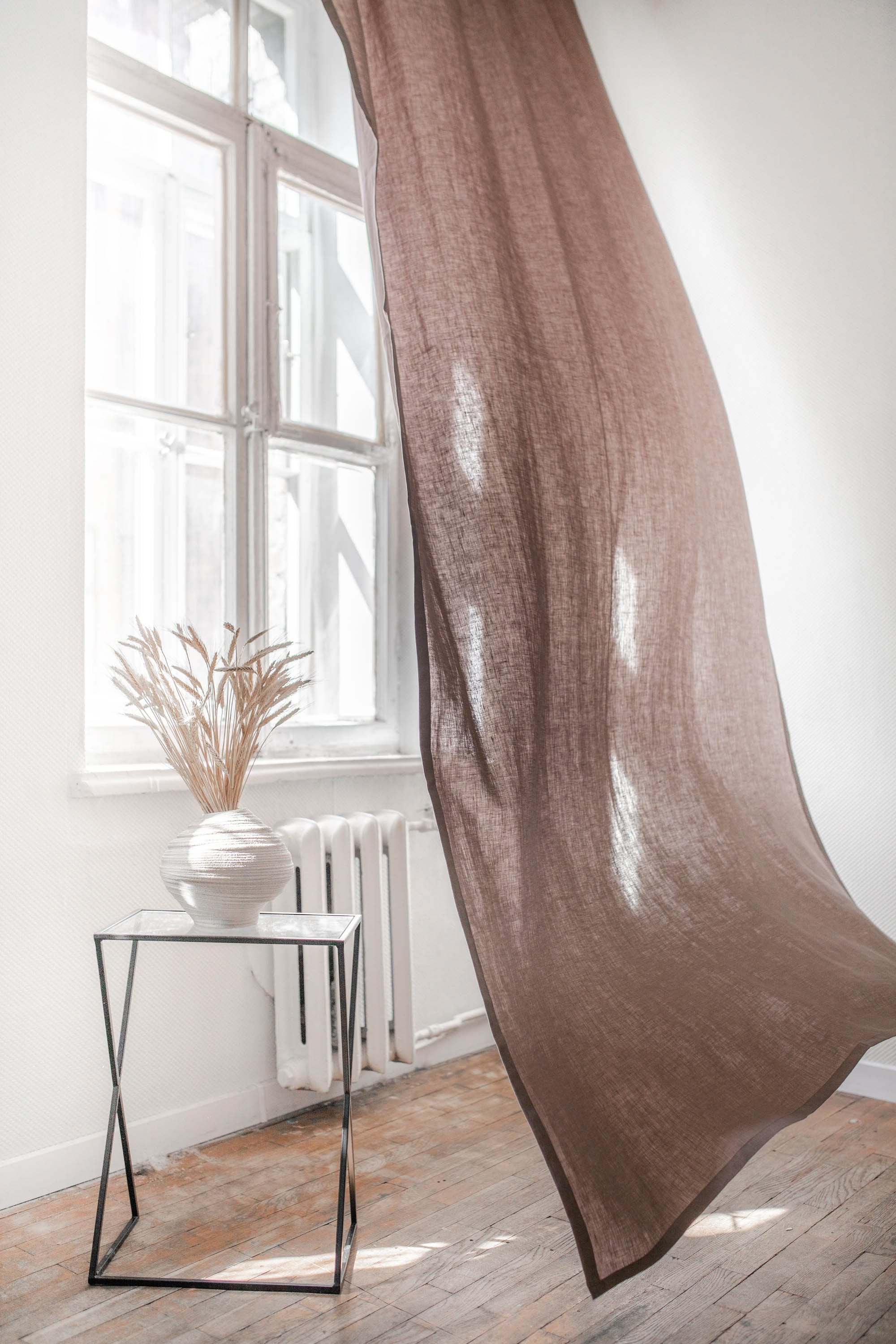 AmourLinen Leinenvorhänge 53x108" / 135x275cm / Rosébraun Leinenvorhang mit Schlaufen - 53x108" / 135x275cm / Rosébraun Leinenvorhang mit Schlaufen - 53x108" / 135x275cm / Rosébraun