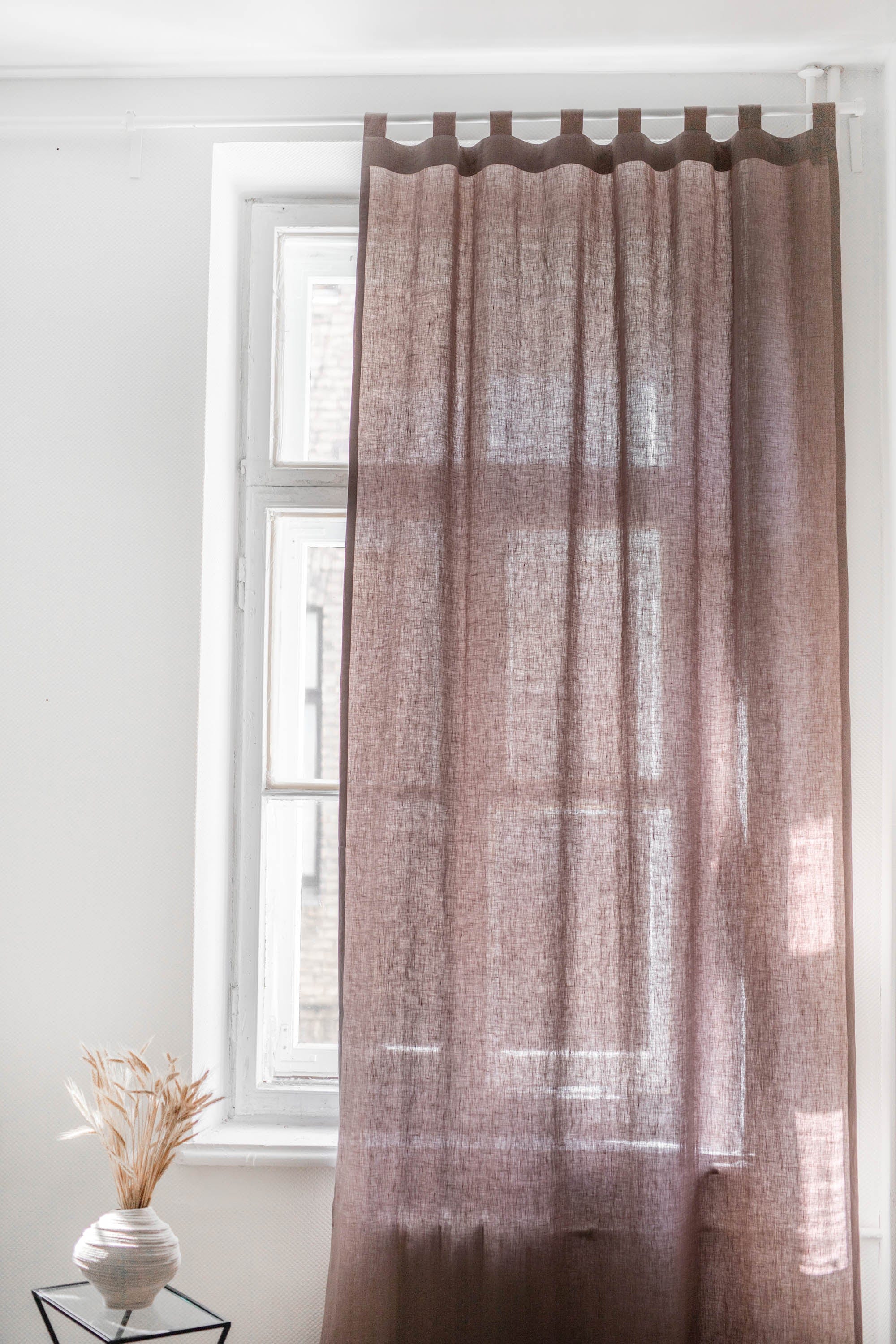 AmourLinen Leinenvorhänge 53x108" / 135x275cm / Rosébraun Leinenvorhang mit Schlaufen - 53x108" / 135x275cm / Rosébraun Leinenvorhang mit Schlaufen - 53x108" / 135x275cm / Rosébraun