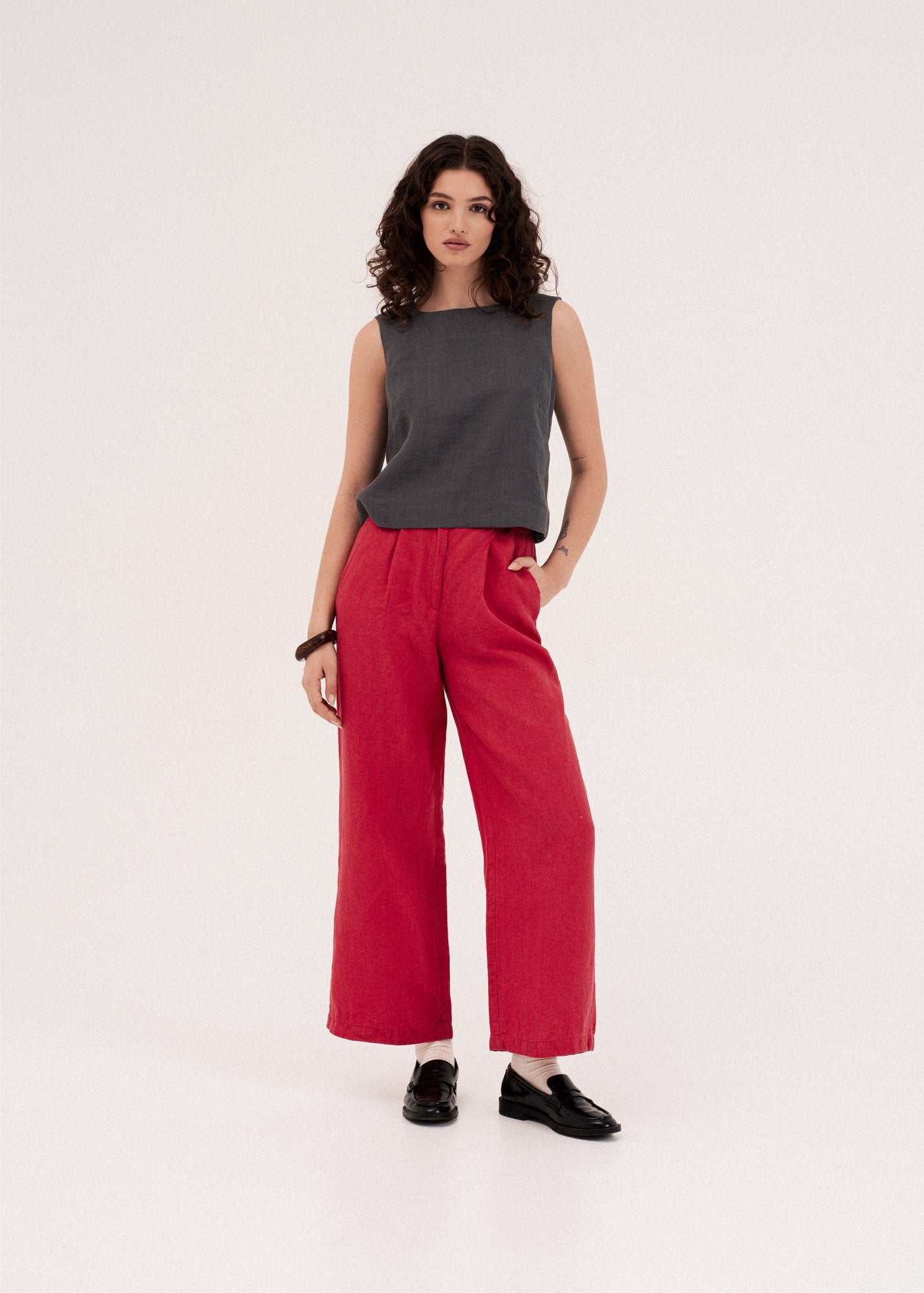 AmourLinen Linen dress Lucia classic sleeveless linen top Lucia classic sleeveless linen top