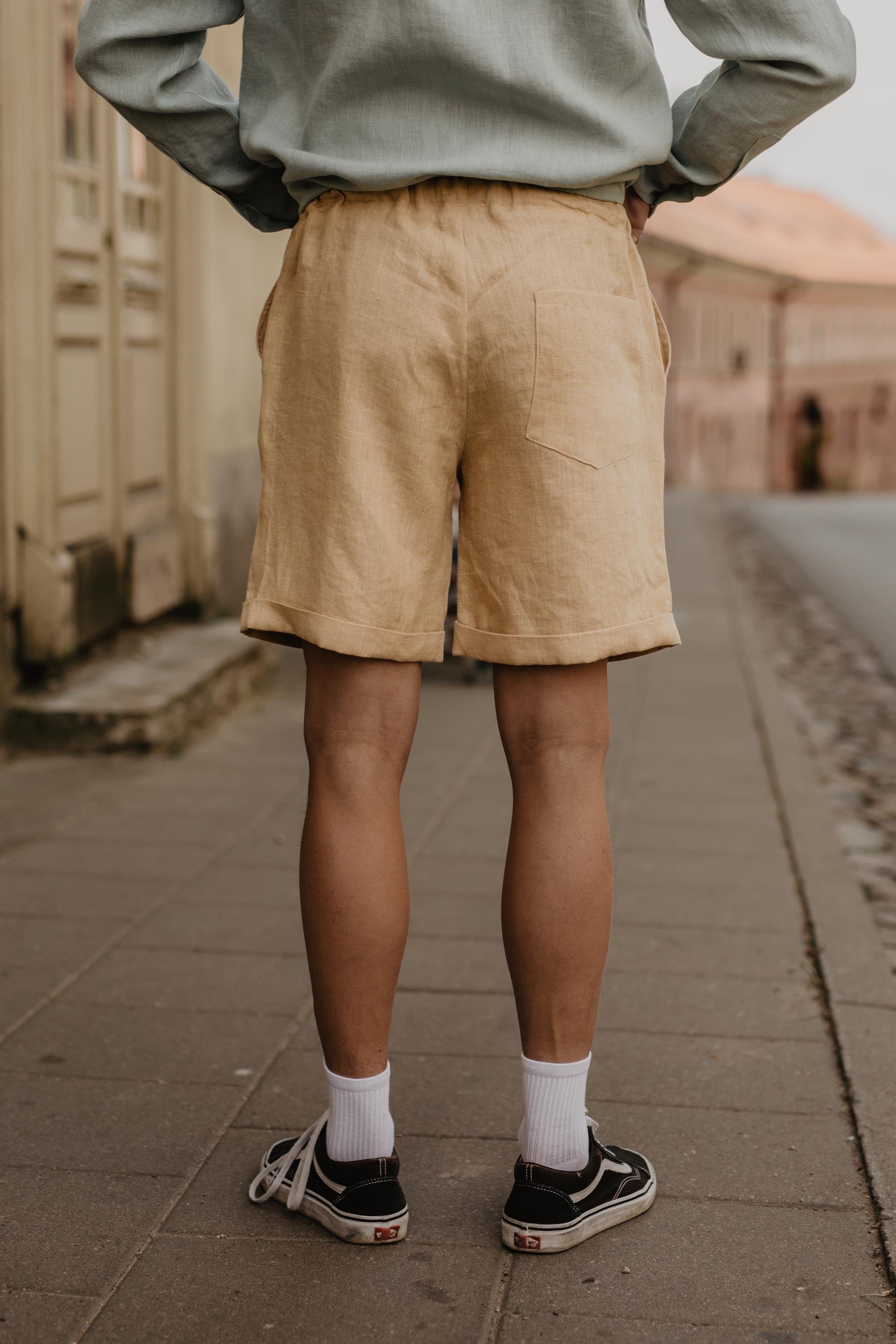 Leinenshorts ARES - Senfgelb