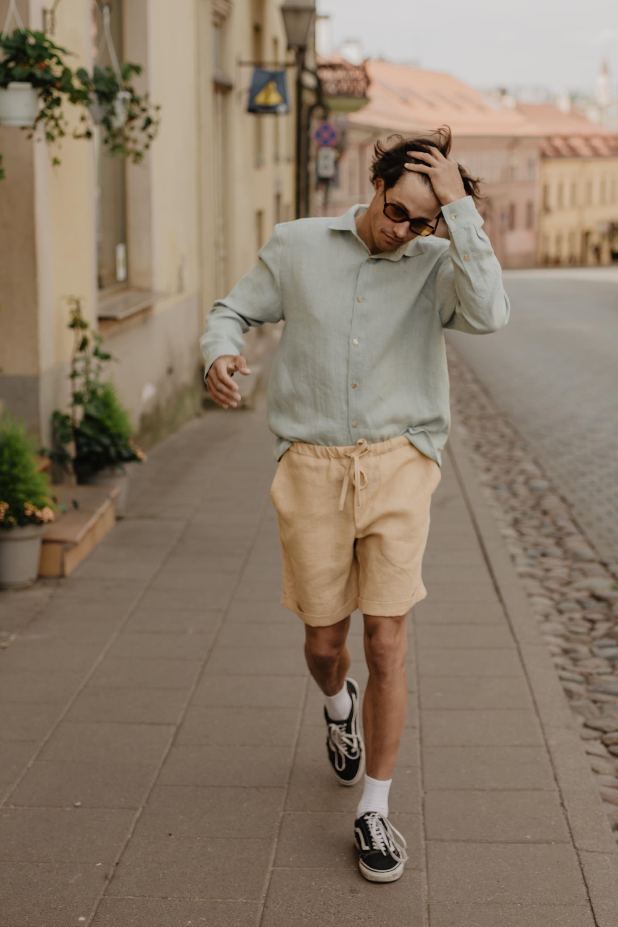 Leinenshorts ARES - Senfgelb