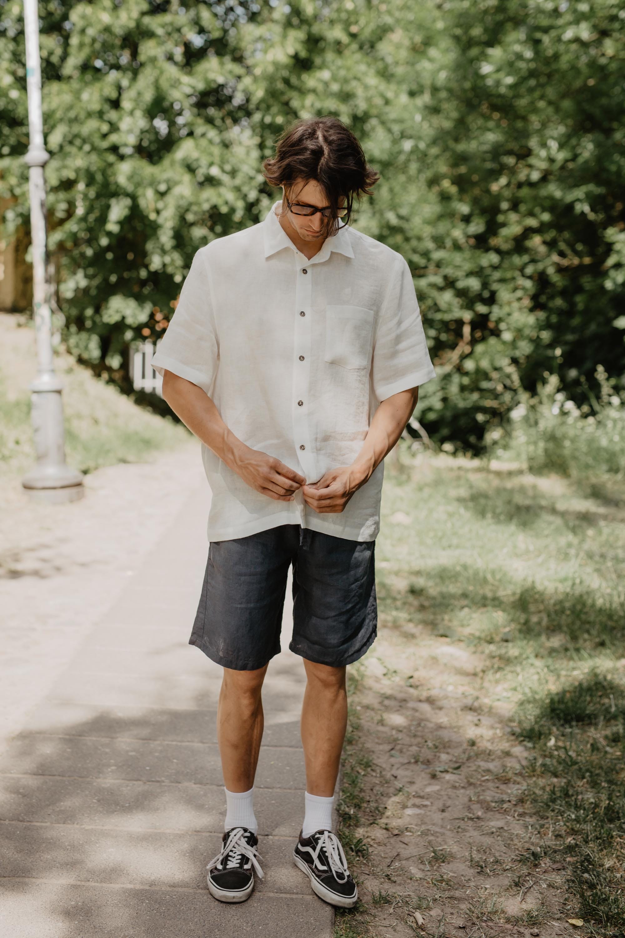 Klassische Leinenshorts HERMES - Anthrazit