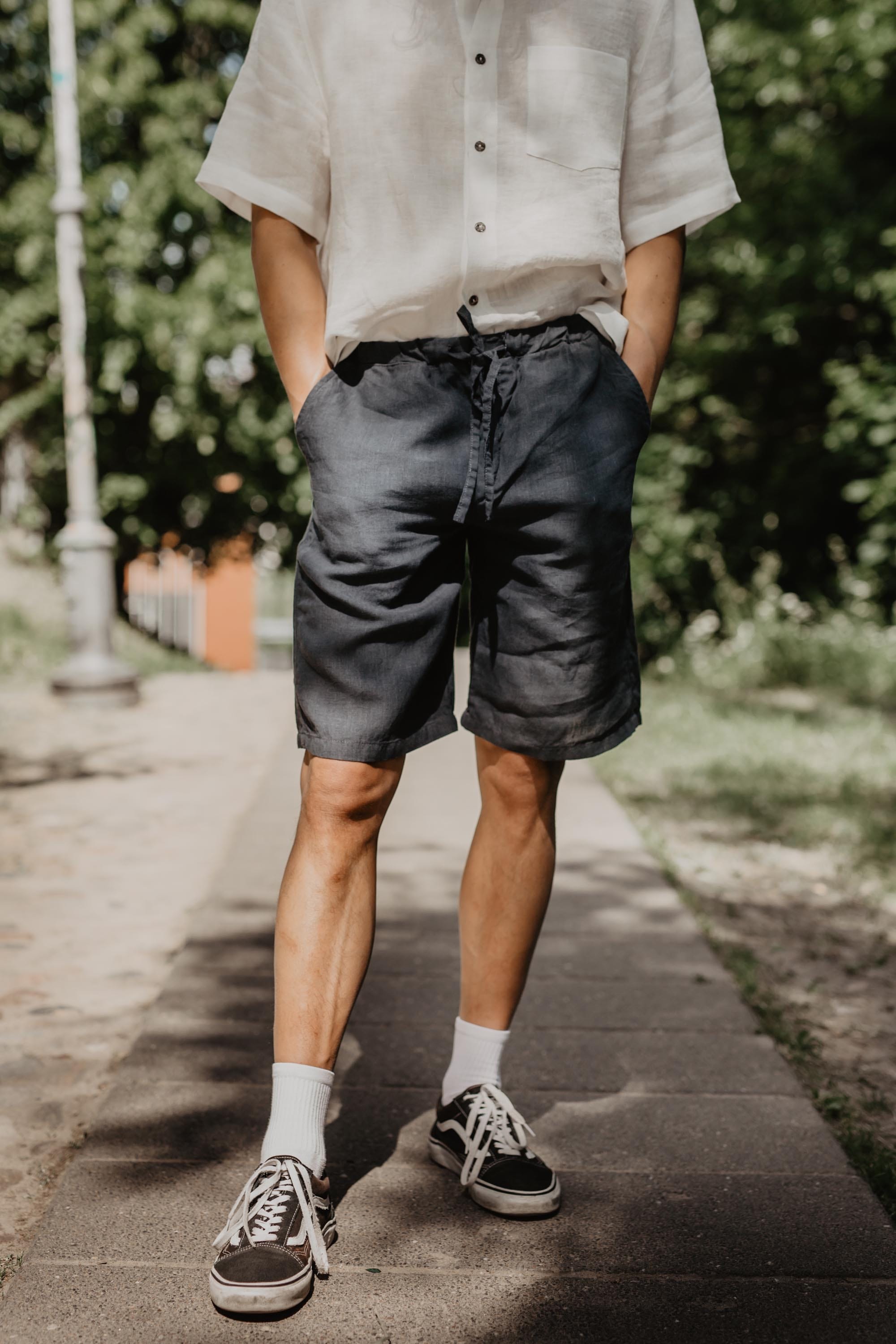 Klassische Leinenshorts HERMES - Anthrazit