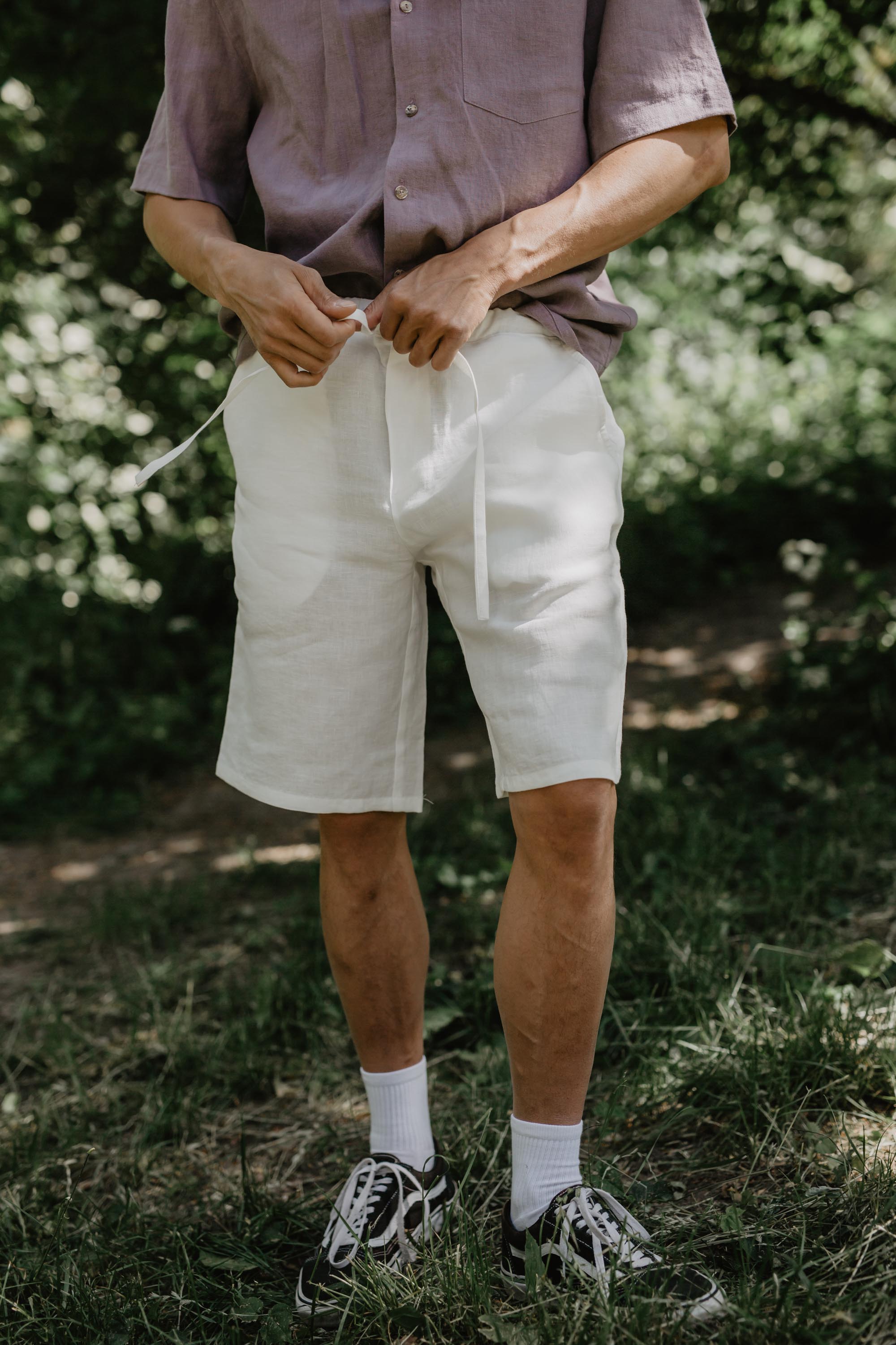Klassische Leinenshorts HERMES - Weiß