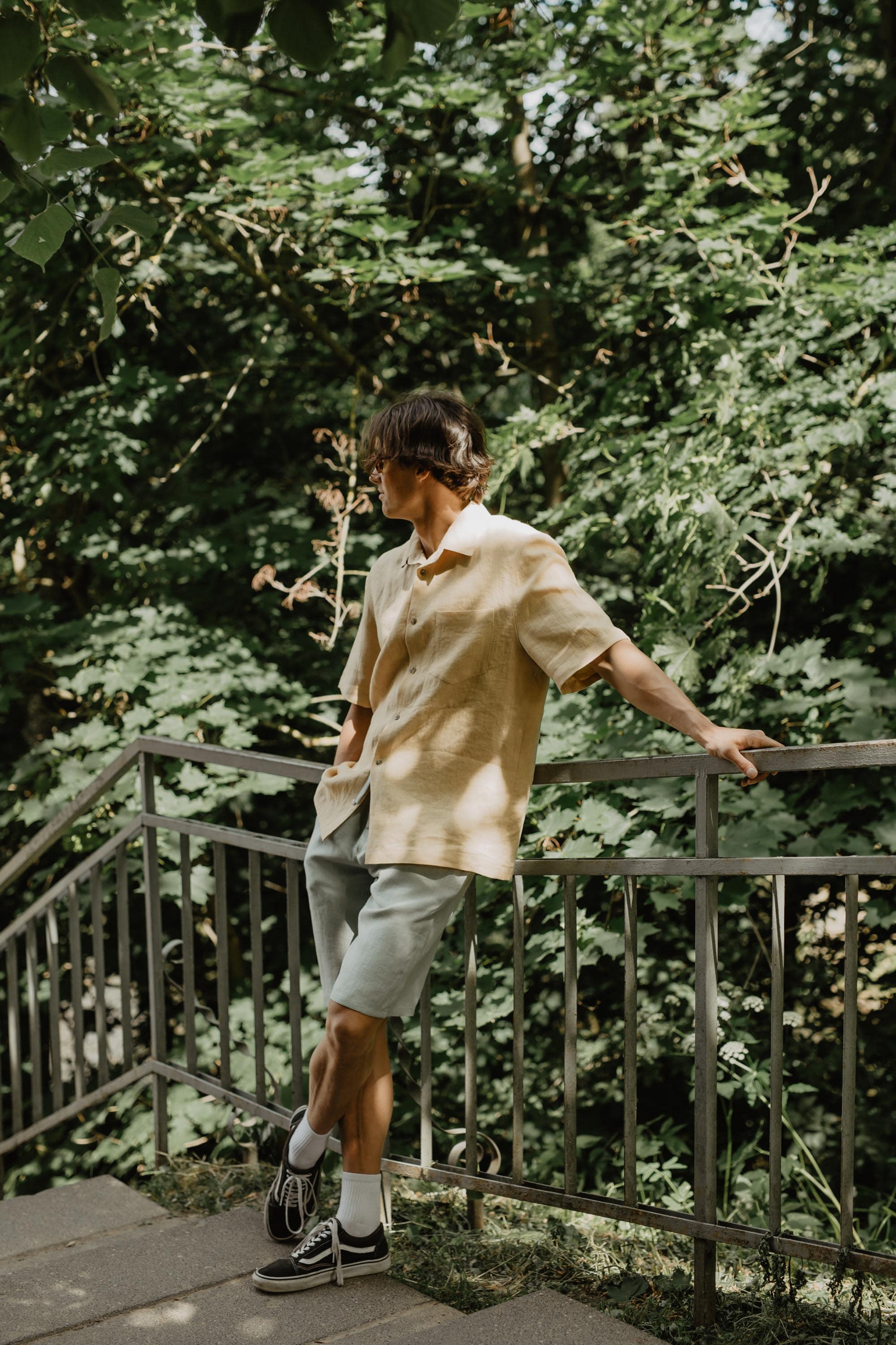 Klassische Leinenshorts HERMES - Salbeigrun