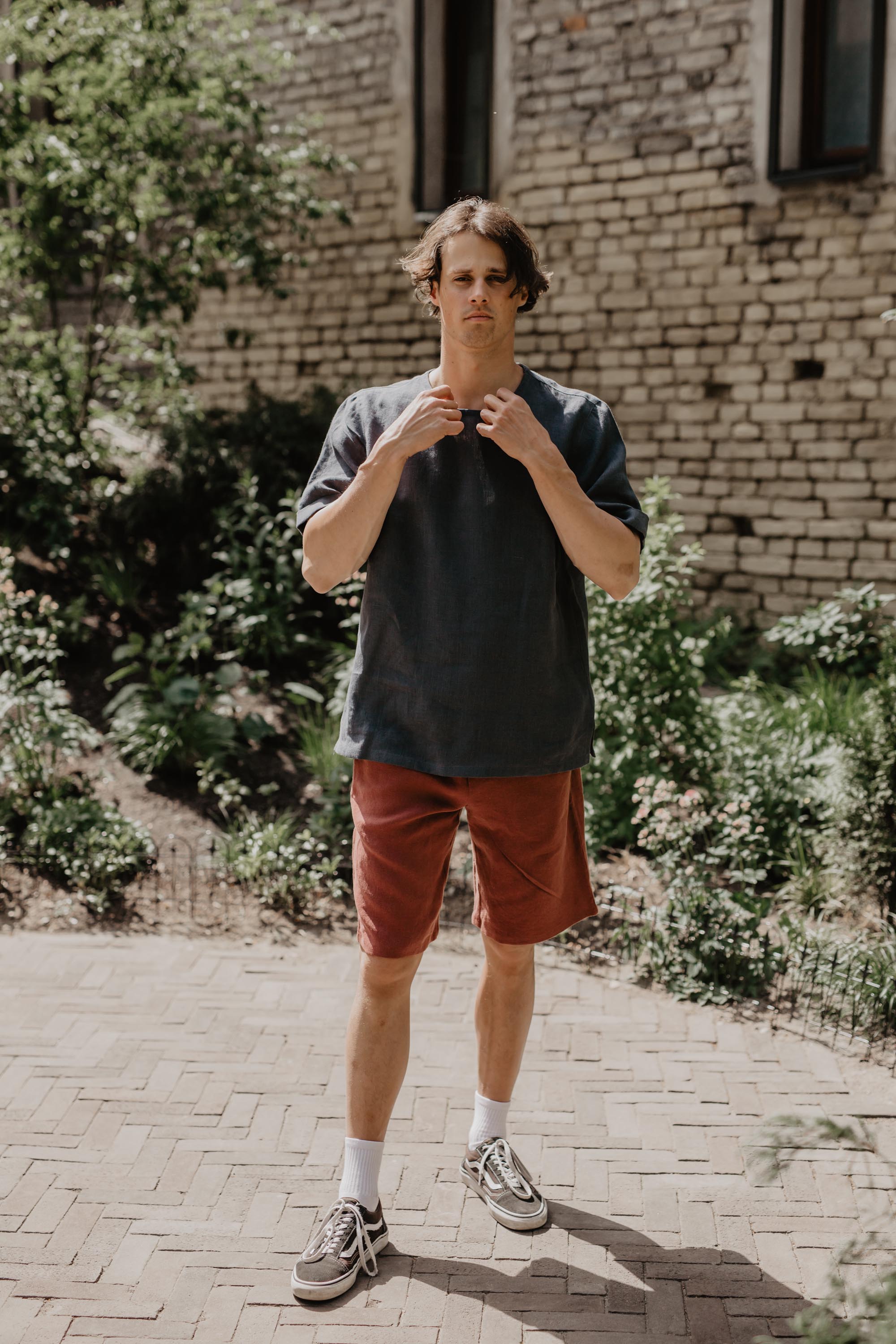 Klassische Leinenshorts HERMES - Terrakotta