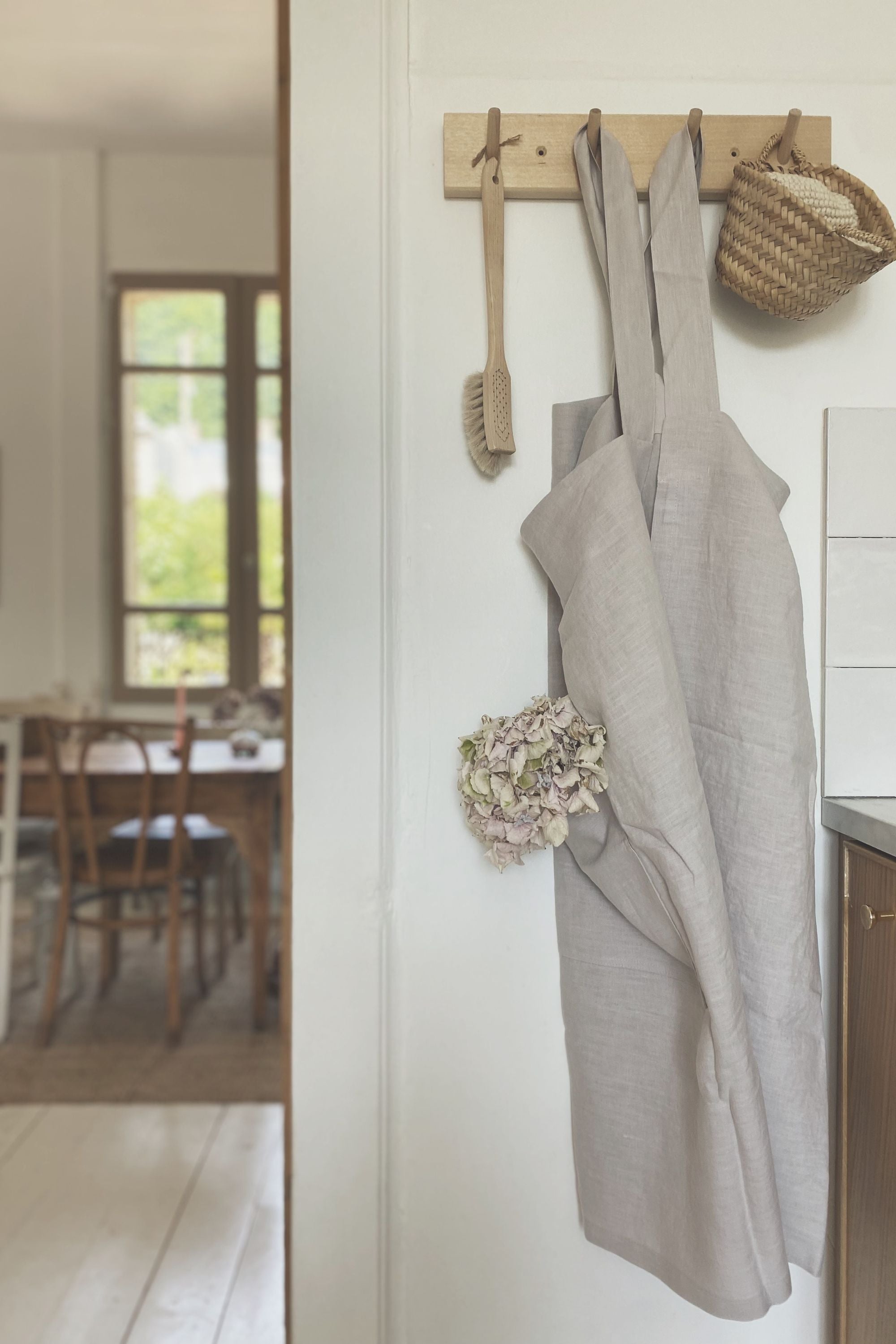 Hanging Japnese Linen Apron In Cream By Amourlinen